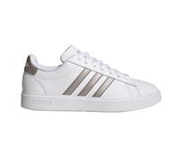 (7 UK, White/Platinum) Adidas Womens/Ladies Grand Court Platform Trainers