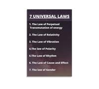 7 Universal Laws Poster Canvas Wall Art For Room Aesthetic And Decor Poster For Bedroom Kitchen Bathroom Living Room Office Decor 12x18inch(30x45cm) Unframe-style