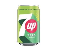 7 Up Zero Lemon and Lime Carbonated Soft Drink Canned 330ml (Pack 24)