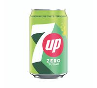 7 Up Zero Lemon and Lime Carbonated Soft Drink Canned 330ml (Pack 24)