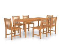 vidaXL 7 Piece Garden Dining Set Solid Teak Wood, Brown