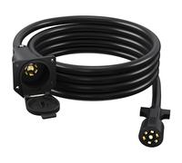 7 Way Trailer Extension Cord 12 Ft, 7 Pin Inline Wiring Harness Connector Plug & Dust Cover, Heavy Duty Waterproof for RV Truck Camper 5th Wheel Gooseneck Hitch Towing Car Vans
