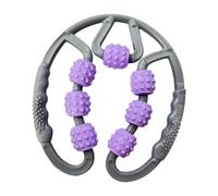 7-Wheel Muscle Roller with 360-Degree Leg Massage,Grey Purple | anti-slip handle comfort, targets calves, arms, neck and waist, sturdy PP build, lightweight and portable