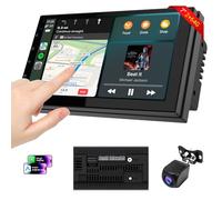 Haudio Car Accessories 7" HD Double Din Car Stereo with Carplay & Android Auto, 2+64G Car Audio Receivers Featuring Voice Control, Backup Camera,Bluetooth, Built-in 14Band DSP EQ