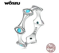 (7) Wostu 925 Sterling Silver Devil's Eyes Ring For Women 6-8 Size Fashion Wedding Gift Eternity Bands Turquoise Anillos