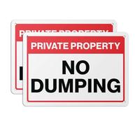 7 x 10 inch, Aluminum Private Property Sign - No Dumping Sign for Warning Against Dumping, Trash, Litter & More - 2 Pack