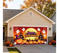 7 x 16 ft Halloween Garage Door Decorations Banner Giant Spider Halloween Garage Door Backdrop Cover Spider Pumpkin Horror Backdrop Decoration Holiday Spooky Party Photo Backgrounds，E5