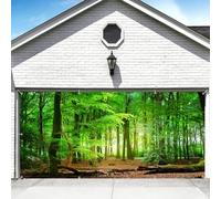 7 x 16 ft Large Green Forest Garage Door Banner Decorations Backdrop Green Jungle Tree Tropical Rainforest Woodland Landscape Dirt Road Garage Door Cover Birthday Party Outdoor Garage Door Decorations