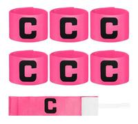 7 x 33 cm Children's Captain's Bandage, Set of 6 Adjustable Captain's Bandages, Children's Football, Rose Red, Player's Bandage, Elastic Captain's Armband for Football, Rugby Hockey Sports