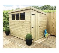 7 x 4 Pressure Treated Pent Garden Shed with Side Door Marlborough Natural One Size