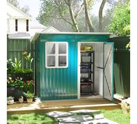 Outsunny 7 x 4ft Galvanised Steel Garden Shed with Foundation Kit, Green