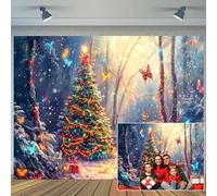 7 x 5 ft Christmas Enchanted Forest Backdrop Winter Fairy Tale Wonderland Garden Xmas Tree Reindeer Background Butterfly Fairy Kids Boys Girls Birthday Party Decorations Banner