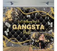 7 x 5 ft Gangsta Party Backdrop Hiphop Black Gold Aint Nothing But A Gangsta Themed Photography Background 70s 80s 90s Hippie Retro Floral Money Party Decoration Banner Photo Booth Studio Props
