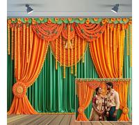 7 x 5 ft Indian Backdrop Puja Colorful Curtain Decorations Traditional Diwali Backdrop Mehndi Religious Festival Wedding Bridal Shower Party Photo Banner Supplies