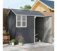 Outsunny 7 x 6ft Galvanised Garden Shed with Latch - Dark Grey, none