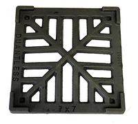 7" x 7" 178mm x 178mm 13mm Thick Square Cast Iron Gully Grid/Grate Heavy Duty Drain Cover Black Satin Finish.