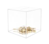 7" x 7“ x 7“ Clear Acrylic Money Box,Piggy Bank for Adults Smash Money Box Break to Open Money Saving Box Unopenable Saving Jar for Kids and Adults
