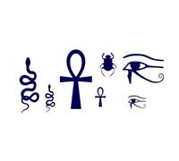 7 X Egyptian symbol Semi Permanent Tattoo Waterproof Lasts 1-2 weeks egypt scarab beetle, snake, eye of horus