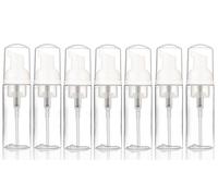 7 x Empty Lash Shampoo Bottles 60ml Lash Foaming Pump Bottles Dispenser Airless Foam Pump Bottles (Clear Bottle/White Pump/Clear Lid)