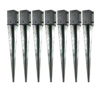 7 x Fence Post Holder 100mm posts Support Drive Down Spike Clamp Grip Galvanised for 100mm x 100mm posts, 750mm spike (4" x 30") Eliza Tinsley Swiftpost, Pack of 7