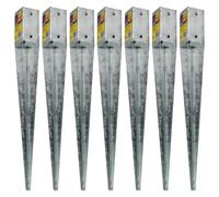 7 x Fence Post Holder 75mm posts Support Drive Down Spike Wedge Grip Galvanised for 75mm x 75mm posts, 600mm spike (3" x 24") Eliza Tinsley Swiftpost, Pack of 7