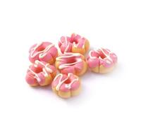 7 x MyTinyWorld Dolls House Miniature Flower Shaped Pink Iced Glazed Donuts