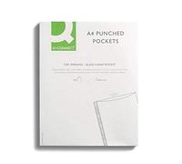 7 X Q-Connect Delux Punched Pocket Top Opening Green Strip A4 Clear (Pack of 100)+ FINCHLEY Refill Pen Free