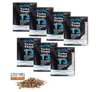 7 x Turbo Yeast - Alcotec Classic T3-120g, Yeast for Sugar Fermentation, Vodka Yeast, Mash Yeast, Rapid Yeast