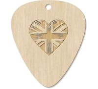 7 x 'Union Jack Love Heart' Guitar Picks/Pendants (GP00034421)