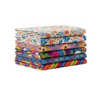 7 x Vibrant Multi Color Patterns Pattern Fabric Fat Quarters Bundle Polycotton Cotton Velvet by The Metre Digital Print Half Yard Cut Quilt Stitching Sewing Craft Patchwork S19