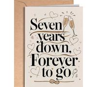 7 Year Anniversary Card for Husband or Wife, Seven Year Anniversary Wedding Card for him or her, 7 Year Anniversary Card for Girlfriend or Boyfriend, Romantic Happy 7th Anniversary Cards for Couple
