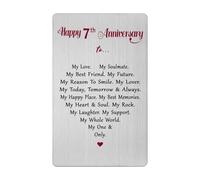 7 Year Anniversary Card for Men Women Him Her- Romantic 7th Wedding Anniversary Keepsake Gift for Husband Wife