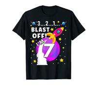 7 Year Old Astronaut Blast Off Outer Space 7th Birthday T-Shirt