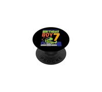 7 Year Old Birthday Boy Music DJ T-Rex Dinosaur Theme Party PopSockets Adhesive PopGrip