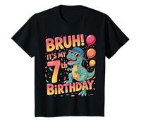 7 Year Old Birthday Dino Bruh It’s My 7th Birthday Dinosaur T-Shirt