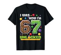 7 Year Old Birthday I was 6 Now I'm 7 Pixel Gamer 67 Meme T-Shirt