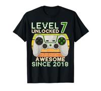 7 Year Old Level 7th Unlocked Birthday Gamer Since 2018 T-Shirt