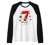 7 Years Old Astronaut 7th Birthday Space Rocket Boy Raglan Baseball Tee