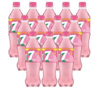 7 ZERO SUGAR Pink Lemonade Flavoured Fizzy Soft Drink Lemon, Lime, and Raspberry Flavour with Sweetners Carbonated Soda 500ml Bottles Low in Calories and No Caffeine Recyclable (Pack of 12)