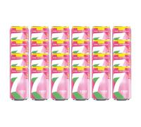 7 ZERO SUGAR Pink Lemonade Flavoured Fizzy Soft Drink Lemon, Lime, and Raspberry Flavour with Sweetners Carbonated Soda 330ml Cans Low in Calories and No Caffeine Recyclable (Pack of 24)