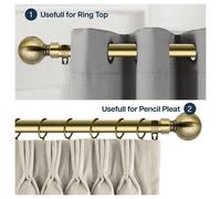 (70-120 cm (28" - 48" In), Antique Brass Curtain Pole) Extendable Curtain Pole Rod 28mm Heavy Duty Metal