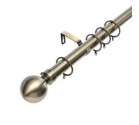 (70- 120 cm, Antique Brass (Ball Finial)) Lister Cartwright 28mm Antique Brass Adjustable Extendable Metal Curtain Pole Set with Finial