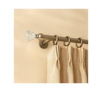 (70-120cm (2.3-3.9ft), Antique Brass) Extendable Crystal Curtain Pole Set with Sparkling Finials - Complete Kit with Brackets, Rings & Fittings