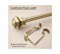 (70-120cm (2.3-3.9ft), Antique Brass) Extendable Lamp Design Curtain Pole Set with Elegant Finials - Complete Kit with Brackets, Rings & Fittings