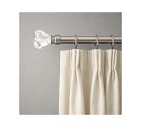 (70-120cm (2.3-3.9ft), Brushed Silver) Extendable Crystal Curtain Pole Set with Sparkling Finials - Complete Kit with Brackets, Rings & Fittings