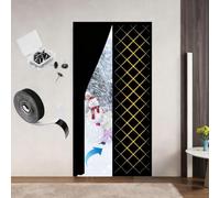 70-260cm Magnetic Thermal Insulated Door Curtain for Wintern - Cotton Blackout Sound Proof Screen Door Curtain Self-Closing Dutch Door Temporary Cover for Interior Exterior Use(Black,145x215cm)