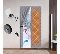 70-260cm Magnetic Thermal Insulated Door Curtain for Wintern - Cotton Blackout Sound Proof Screen Door Curtain Self-Closing Dutch Door Temporary Cover for Interior Exterior Use(Gray,140x250cm)