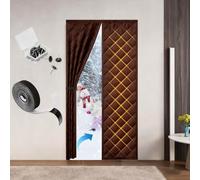 70-260cm Magnetic Thermal Insulated Door Curtain for Wintern - Cotton Blackout Sound Proof Screen Door Curtain Self-Closing Dutch Door Temporary Cover for Interior Exterior Use(Coffee,130x205cm)