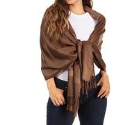 70-30Pash Soft Pashmina Feel Varied Paisley Design Shawl/Wrap/Stole - Chocolate