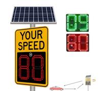 70×50cm Solar Powered Radar Speed Limit Sign, Radar Speed Feedback Traffic Sign with Remote Control, Aluminum Road Warning Board with LED Display, for Highways, Speeds-Limited Roads